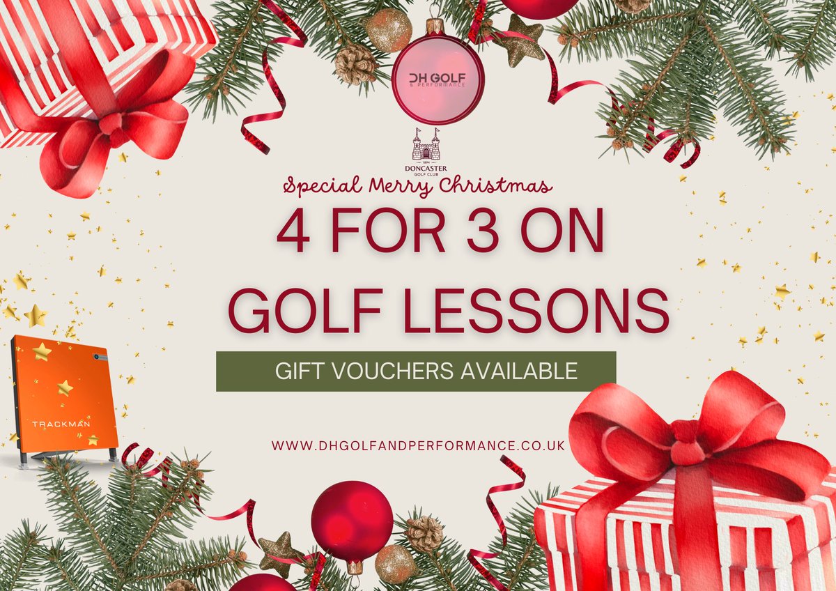 🎄 Give the gift of golf this Christmas with our 4 For 3 Offer on golf lessons 🎄 🟧 Powered by Trackman Technology. 📆 Offer expires 24th December 📲 dhgolfandperformance.co.uk/booking/consum…