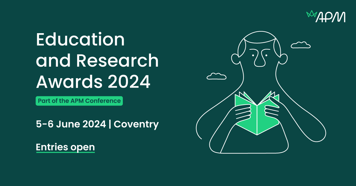 APMProjectMgmt's tweet photo. We're delighted to announce that entries for our Education and Research Awards 2024 are open. 

Entries close on Wednesday 21 February 2024. Submit your entry: https://t.co/XXI8vV8bmf https://t.co/k3OCSWY2hb