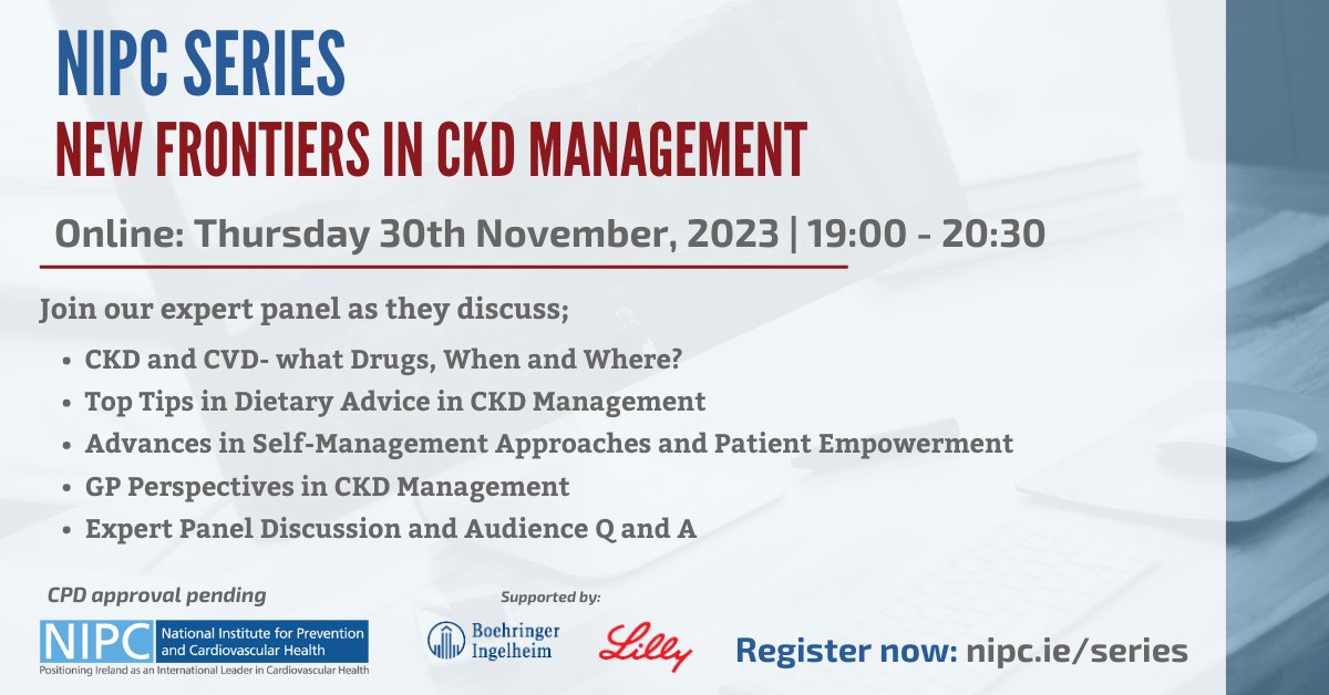 We had such great feedback from our final #NIPCSeries webinar of the year New Frontiers in CKD Management, Thu 30th Nov. You can watch a recording on our website but remember to login or register to become an NIPC Alliance member (it’s free). Watch now⬇️ nipc.ie/series/