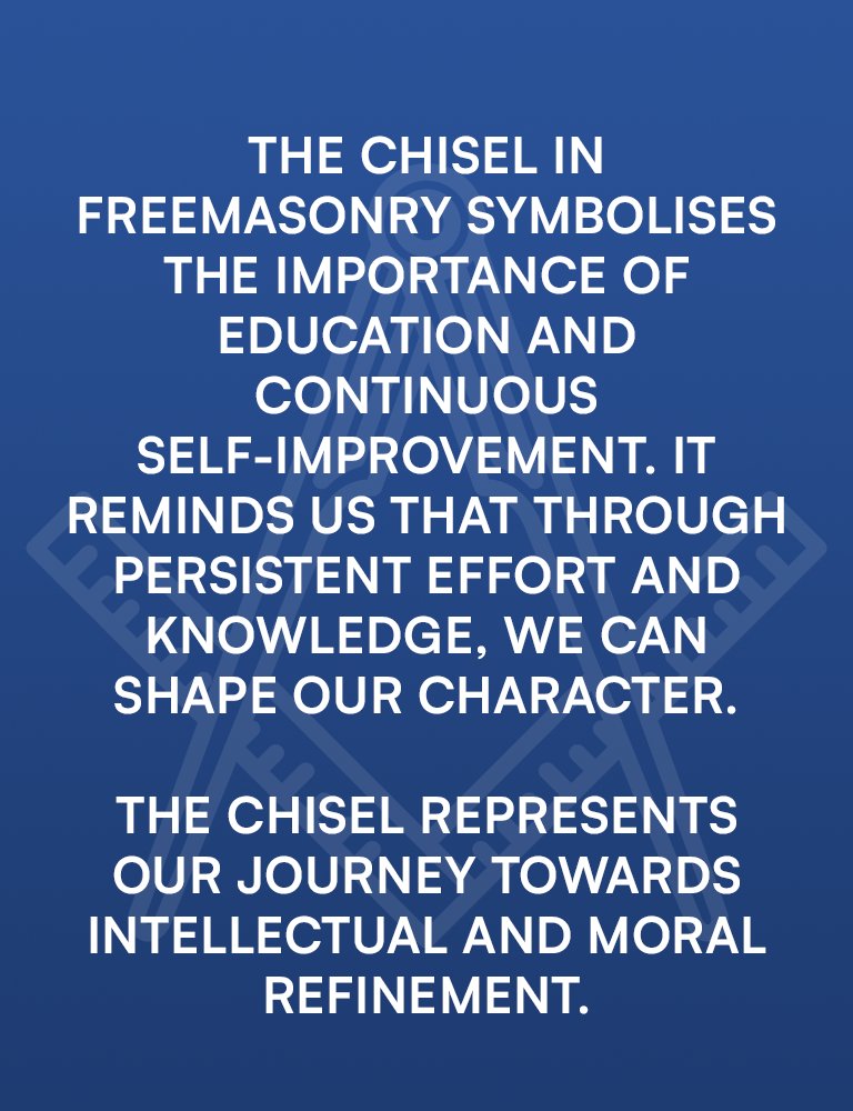 The Chisel in #Freemasonry symbolises the importance of education and continuous self-improvement. It reminds us that through persistent effort and knowledge, we can shape our character.

The chisel represents our journey towards intellectual and moral refinement. #Masonic