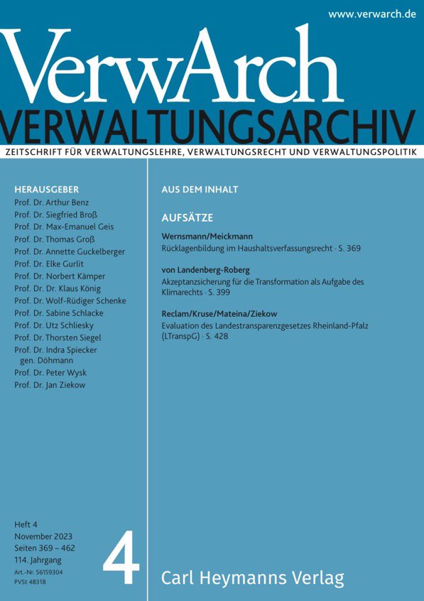 How can climate law promote public acceptance of climate policy measures? What can administrative law learn from social science acceptance research in this regard? Anyone interested in these questions will find new reading material here: