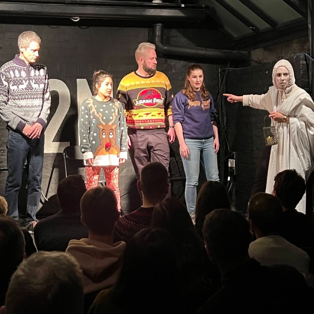 comediasians's tweet photo. 🍗Yippee-ki-yay, Colonel Sanders! 💥

🙌Last week at @2northdown we raised funds for @dementia_uk with @track96improv and @crimesceneimpro!

👉Our last show of 2023 is tonight, 7th Dec, at @hooplaimpro. With guests @artistryinsentiment and @aishaamanduri plus a jam!

Tix in bio https://t.co/DMwRsDoSXy