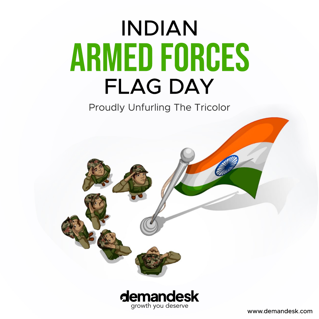 demandesk's tweet photo. Saluting bravery since '49! 🇮🇳 On this day, India observes Armed Forces Flag Day to honor our heroes—those who valiantly fought and continue to fight for the nation's honor.

#Demandesk #indiangrowth #armforceday #respect #nationshonor #salutetoarmy #Indianarmedforceflagday2023 https://t.co/RGLxRclKqW