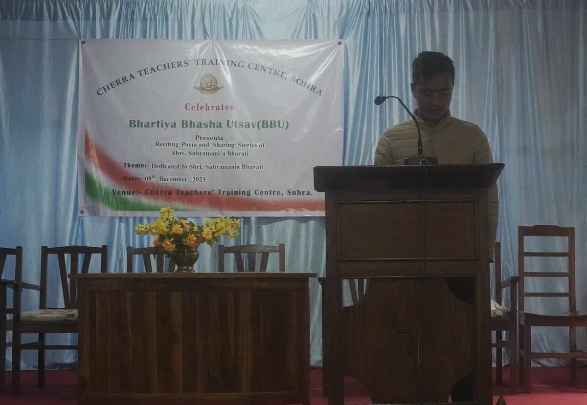 cttcsohra's tweet photo. @ncteDelhi CTTC, Sohra organized a programme on “Reciting Poems and sharing stories of Shri Subramania Bharati” on the 5th December 2023.This programme was conducted as a dedication to Shri Subramania Bharati, a poet and writer. https://t.co/0GYtLeNgTW