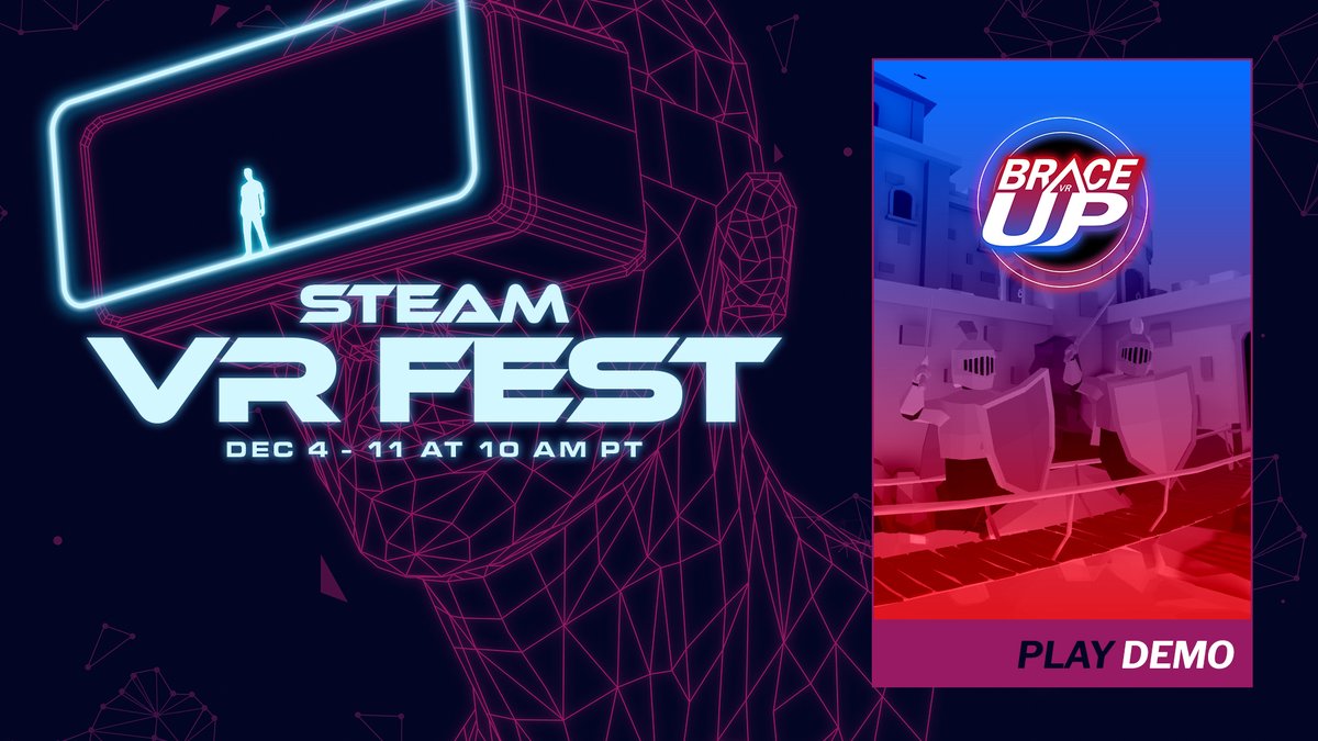 BraceUpVR's tweet photo. BraceUp VR is participating in Steam's VR Fest🔥
We've prepared a demo, which is available on Steam for you to play, have fun and experience ultimate Play &amp; Train competition! 😎
https://t.co/ChI9HsSzZc

 #Steam #VRfest #VR #game #fun #fitness #Competition #gaming #VirtualReality https://t.co/HJtZbJzXNI