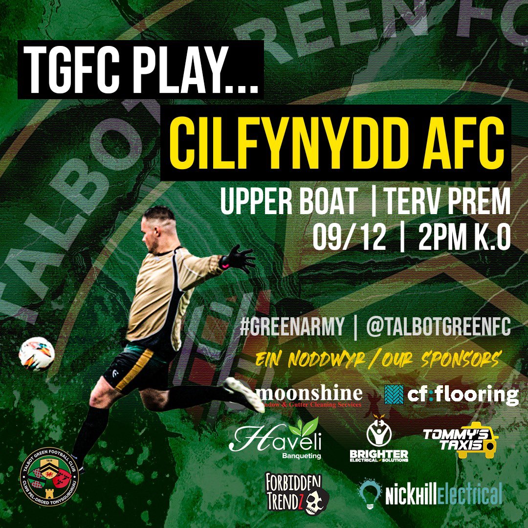 TalbotGreenFC's tweet photo. Top of the table clash this weekend as the firsts travel to @cilfynyddafc https://t.co/5t6BLNo0SB