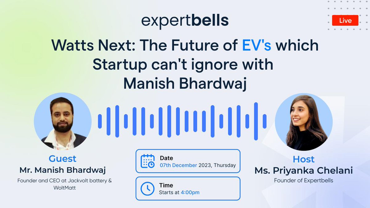 Watts Next: The Future of EV's which Startup can't ignore...
Join - linkedin.com/events/wattsne…