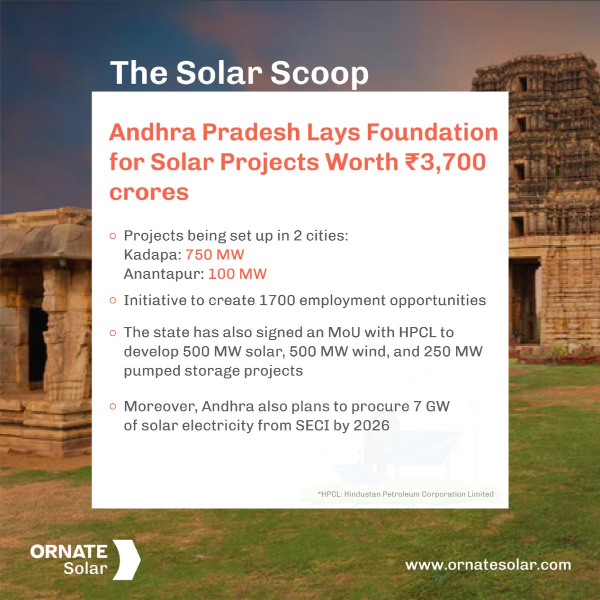 Andhra Pradesh Chief Minister has just unveiled 2 large-scale solar projects and 12 AP-Transco substations, in a bid to expand renewable energy infrastructure in the state. 

Read the full scoop here👇🏽
.
.
#OrnateSolar #Solarscoop #Solarenergy