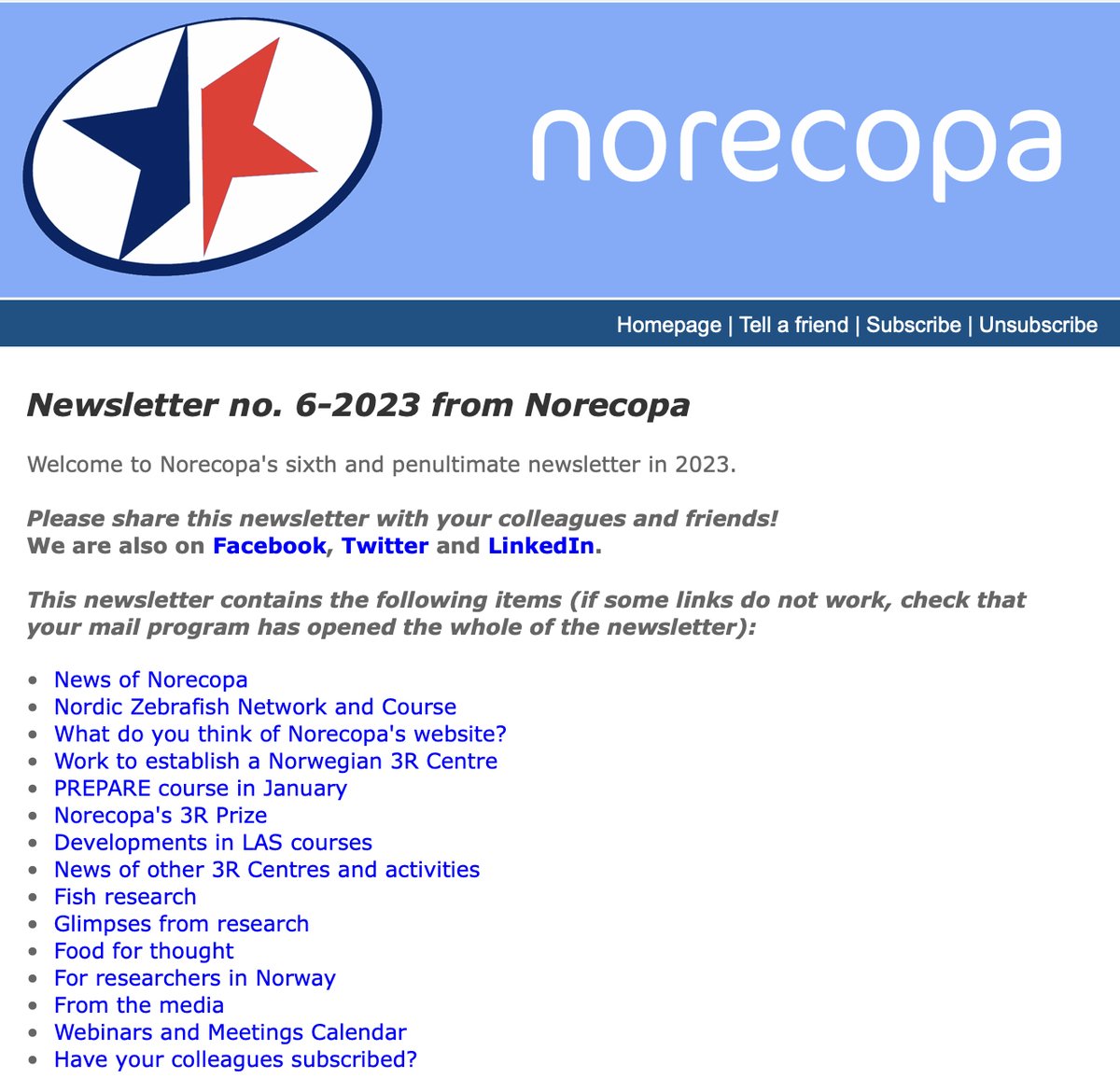 The 6th @norecopa newsletter is out today, packed with the latest news within #3Rs and lab animal science & welfare. If you don't subscribe, you'll find it at norecopa.no/news/newslette…