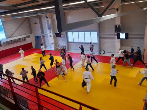 [#Emploi] Sincérité, Modestie, Respect... autant de valeurs communes au #judo ET à l'entreprise. 10 recruteurs rencontrent 50 candidats sur le tatami aujourd'hui à #Dax. Merci à Catherine Arnaud, triple championne du monde de judo, médaillée🥉aux JO à Séoul ! #AvecPôleEmploi
