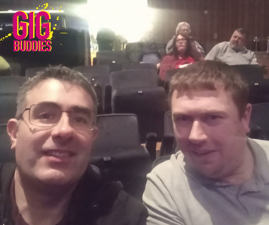 Here’s our #GigBuddies Martin &amp; Mark at <a href="/dlwp/">De La Warr Pavilion</a> getting ready for <a href="/DaveGorman/">Dave Gorman</a>! What a night out &amp; a special thank you to <a href="/atom_presents/">atom presents</a>. They kindly gifted these tickets (among others), supporting our buddies to have a wicked time and creating a more inclusive space at venues! 📣