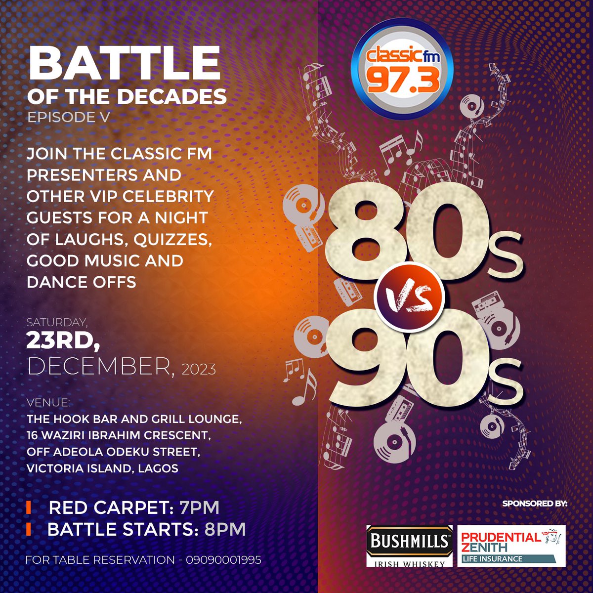Join us for the Battle of the Decades - 80s vs. 90s edition 🎶 🔥 Enjoy a night of fun, music and drinks while we bring back the classics! On December 23rd 2023 we’ll find out which decade will reign supreme. #BOTD #ClassicFM #music #celebration