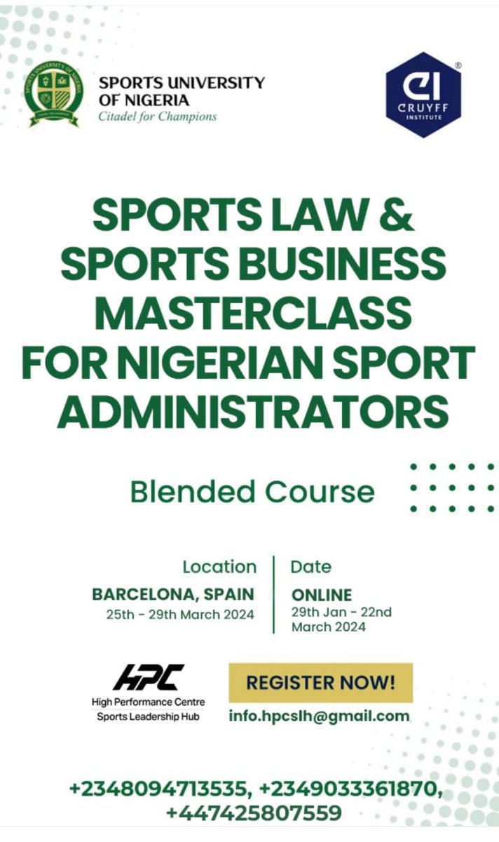 Sports Business Masterclass... Online and in-person @ Barcelona, Spain.

Click the link to enrol.... 
docs.google.com/forms/d/e/1FAI…
