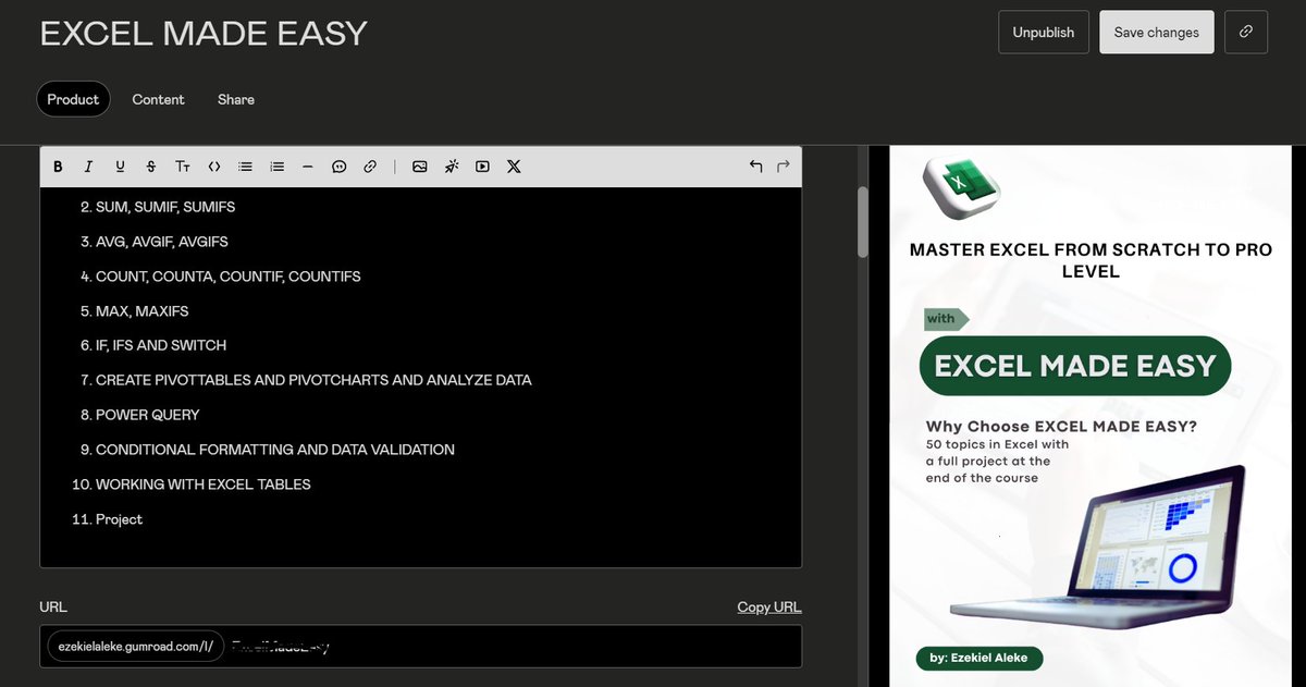 Dear Data Analyst.

EXCEL MADE EASY course is available NOW.

Structured and well-explained course.

You can get it here: paystack.com/buy/excelmadee…

Or here if you’re paying in $: ezekielaleke.gumroad.com/l/ExcelMadeEasy

Let's repost for others.