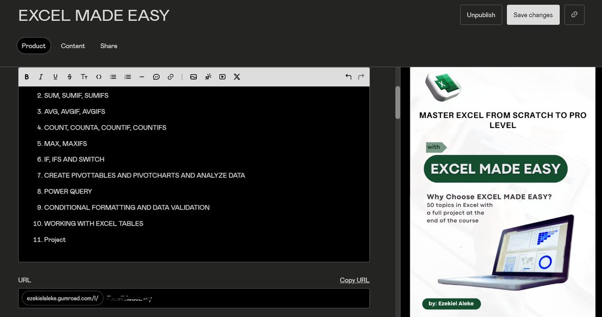 Dear Data Analyst. EXCEL MADE EASY course is available NOW. Structured and well-explained course. You can get it here: paystack.com/buy/excelmadee… Or here if you’re paying in $: ezekielaleke.gumroad.com/l/ExcelMadeEasy Let's repost for others.