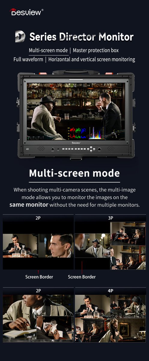 DesviewGlobal's tweet photo. 📽D series director monitor
🎥Multi-screen mode
When shooting multi-camera scenes, the multi-image mode allows you to monitor the images on the same monitor without the need for multiple monitors.
#Desview #broadcast #monitor #BroadcastMastery #director #filmmaker #filmmaker https://t.co/MdwDBtvThd