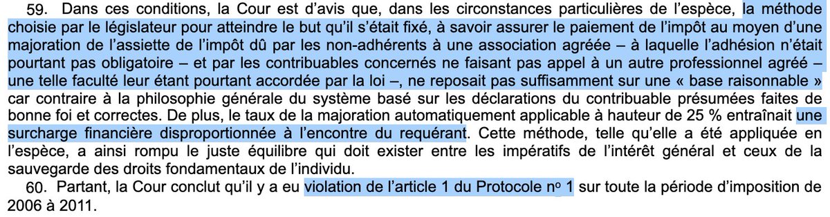 N_Hervieu's tweet photo. Droit au respect des biens : A l'initiative d'un avocat, la #France est condamnée par la #CEDH au sujet de la majoration (de 25 %) des revenus imposables des professions libérales.

Et ce, si absence d'adhésion à un "organisme de gestion agréé" (OGA).

=> https://t.co/1bD0ANGKcU https://t.co/Gtf09bPqHh