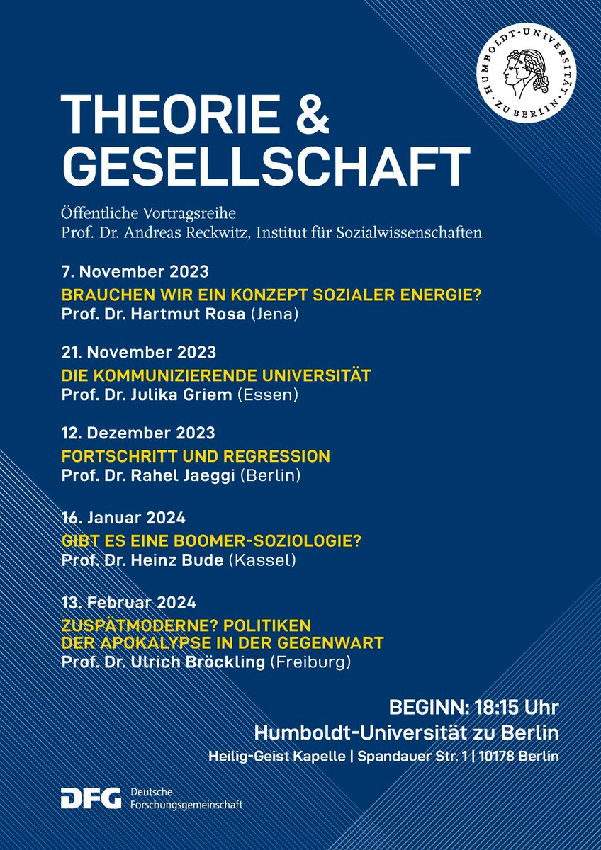 Andreas Reckwitz (@reckwitz) on Twitter photo In der Reihe „Theorie & Gesellschaft“ ist am kommenden Dienstag Prof. Rahel Jaeggi zu Gast. Sie spricht über ihr neues Buch „Fortschritt und Regression“, welches einen Tag zuvor bei <a href="/suhrkamp/">Suhrkamp Verlag</a> erscheint. <a href="/HumboldtUni/">Humboldt-Universität zu Berlin</a> In der Reihe „Theorie & Gesellschaft“ ist am kommenden Dienstag Prof. Rahel Jaeggi zu Gast. Sie spricht über ihr neues Buch „Fortschritt und Regression“, welches einen Tag zuvor bei <a href="/suhrkamp/">Suhrkamp Verlag</a> erscheint. <a href="/HumboldtUni/">Humboldt-Universität zu Berlin</a>
