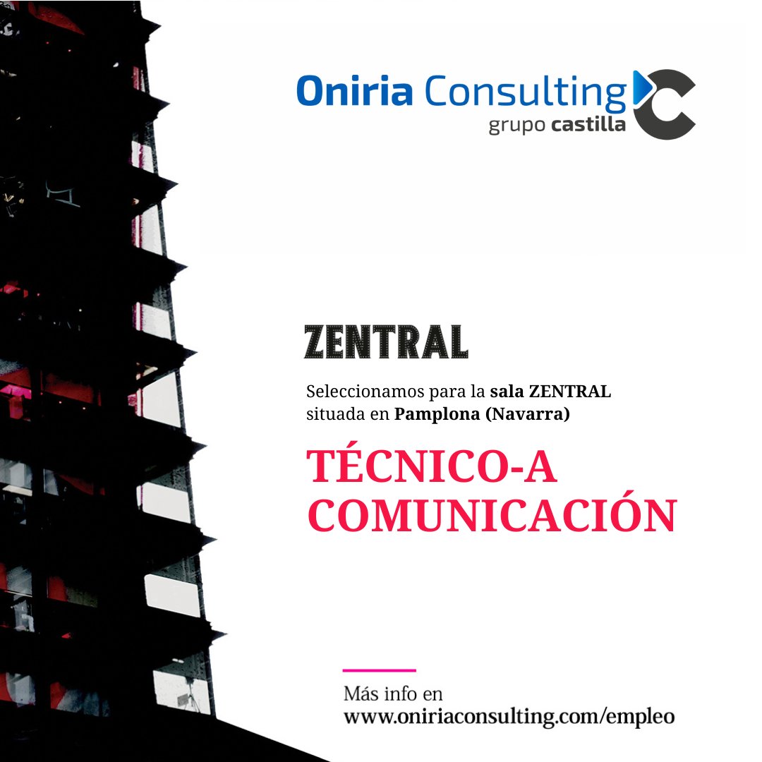 Seleccionamos un/a Técnico/a de Comunicación para ZENTRAL Pamplona (Navarra)

bit.ly/4acCisP

#OfertasDeEmpleo #empleo #trabajo #Navarra #rrhh