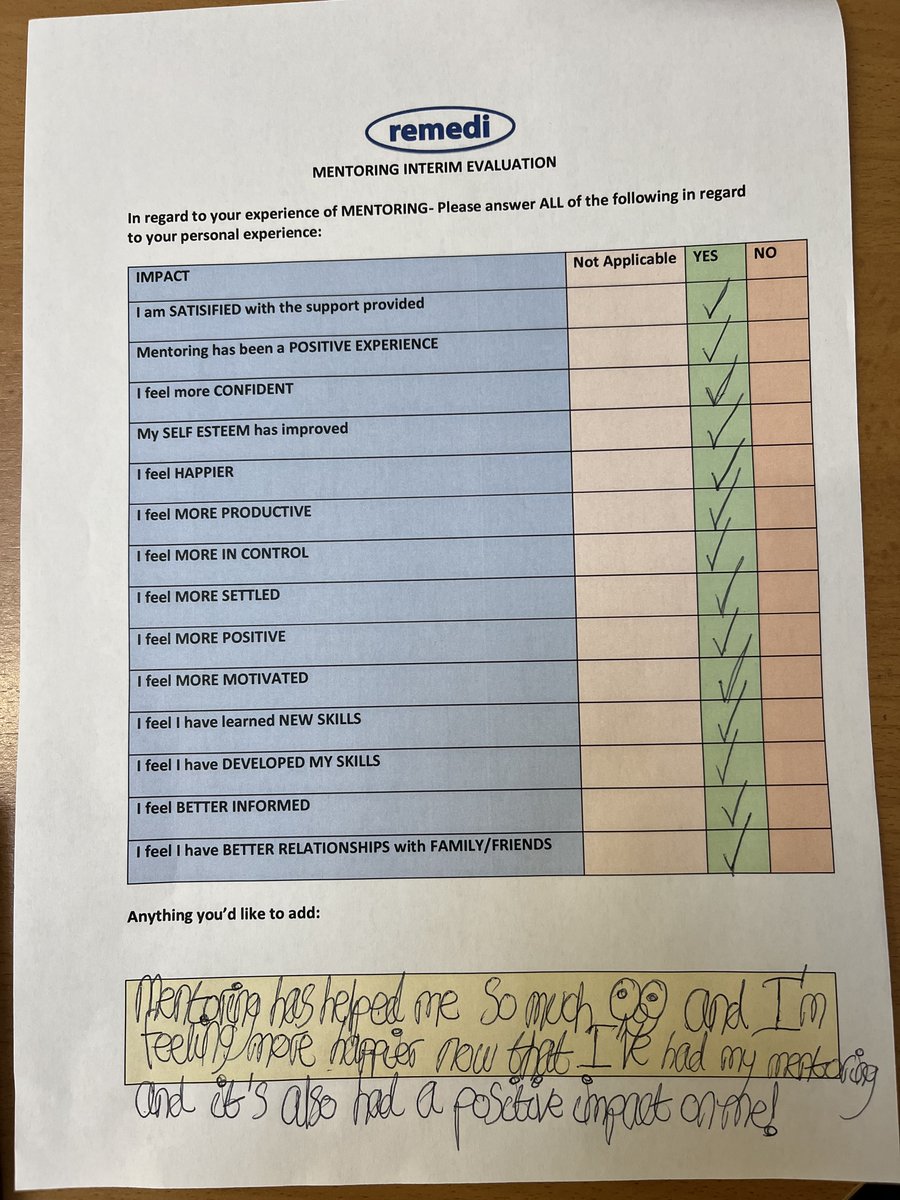 Great #feedback given to Nicole our youth #mentor in #Nottinghamshire. #Mentoring #ChangingLives <a href="/RJCouncil/">Restorative Justice Council</a> <a href="/AssocPCCs/">Association of Police and Crime Commissioners</a> <a href="/_YJB/">Youth Justice Board</a> <a href="/NottsOPCC/">Nottinghamshire OPCC</a> <a href="/NottsCC/">Nottinghamshire County Council</a> <a href="/RJAPPG/">Restorative Justice APPG</a>