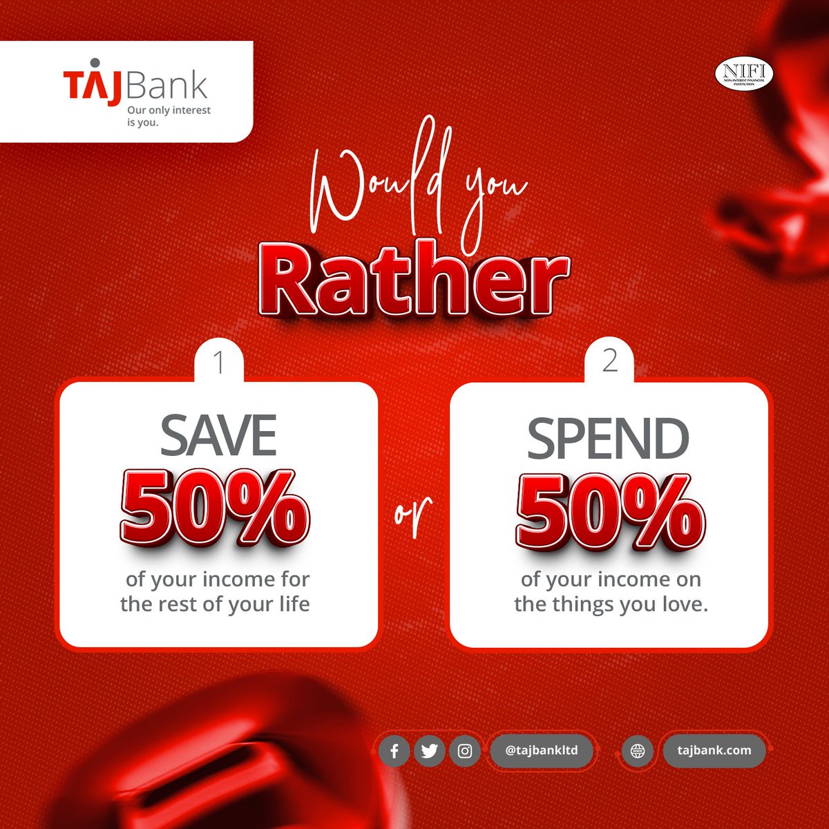TAJBankLtd's tweet photo. What will you pick 1 or 2?

Let us know your answer in the comment section.

#Ouronlyinterestisyou https://t.co/y7roo3I1dj