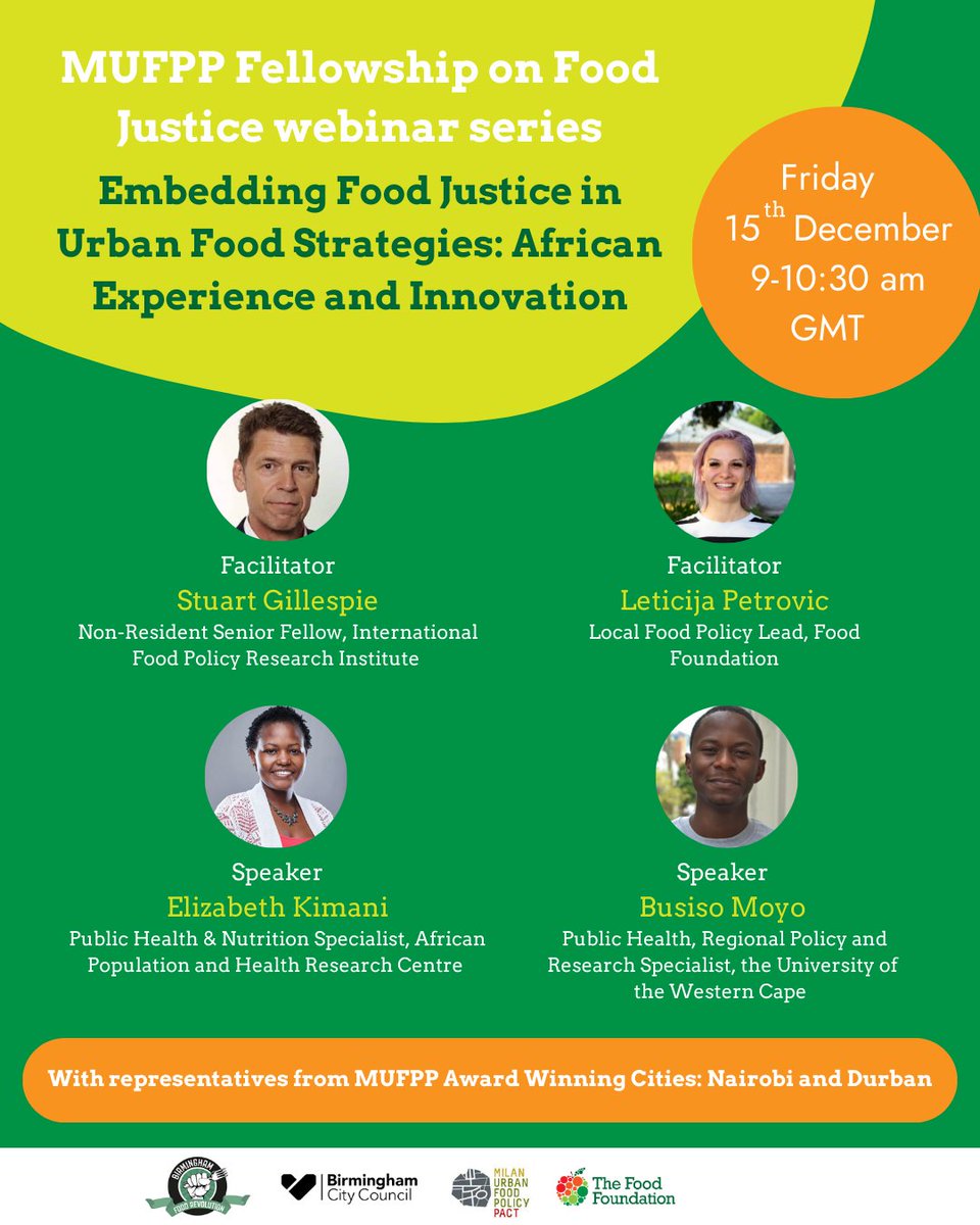 The @Food_Foundation presents webinars to explore the principles of food justice across regional contexts. The first webinar focuses on African experiences, and will take place on December 15 at 9.00-10:30 GMT. You can register for the event here: us02web.zoom.us/webinar/regist…