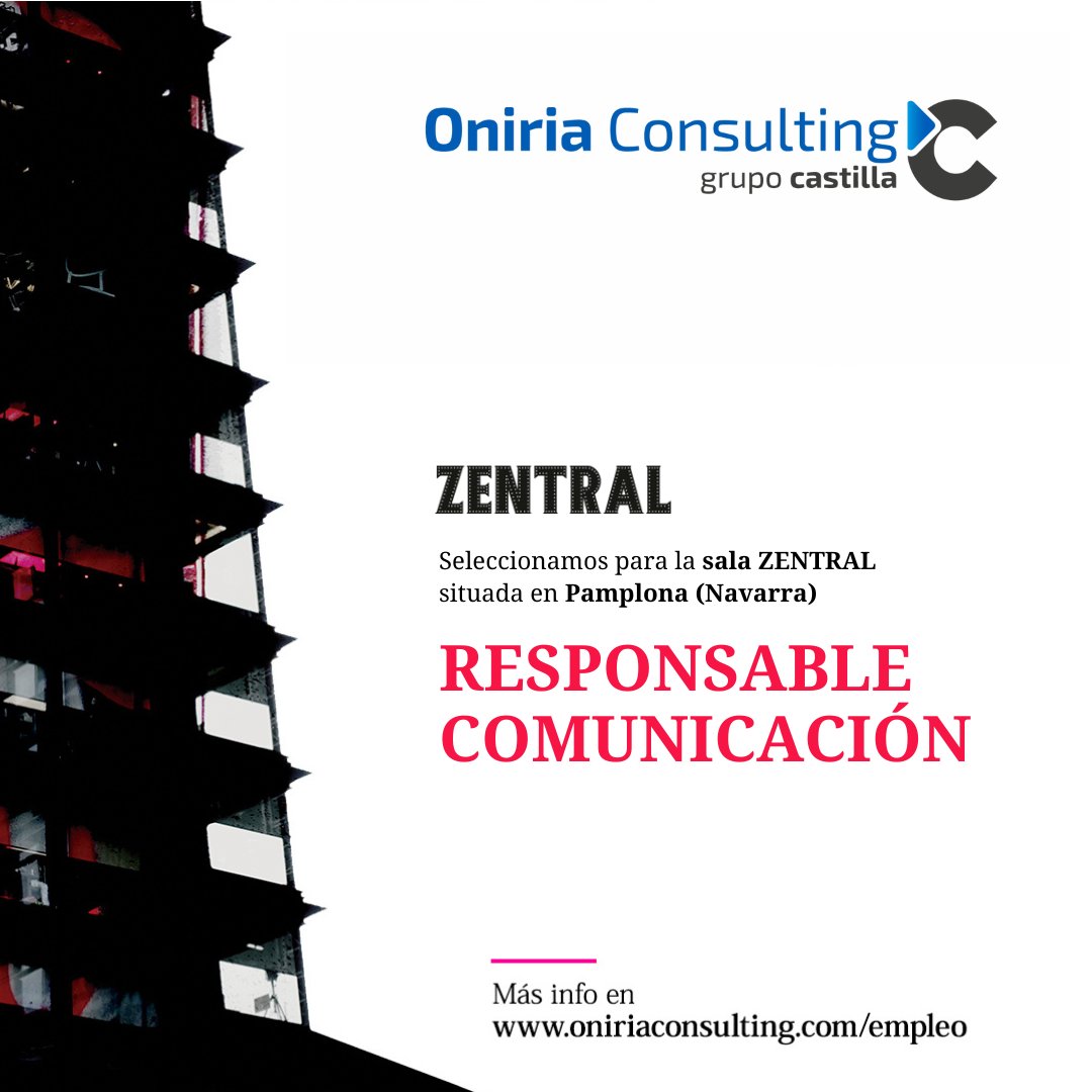 Seleccionamos un/a Responsable de Comunicación para ZENTRAL Pamplona (Navarra)

ofertas.oniriaconsulting.com/jobs/responsab…

#OfertasDeEmpleo #empleo #trabajo #Navarra #rrhh