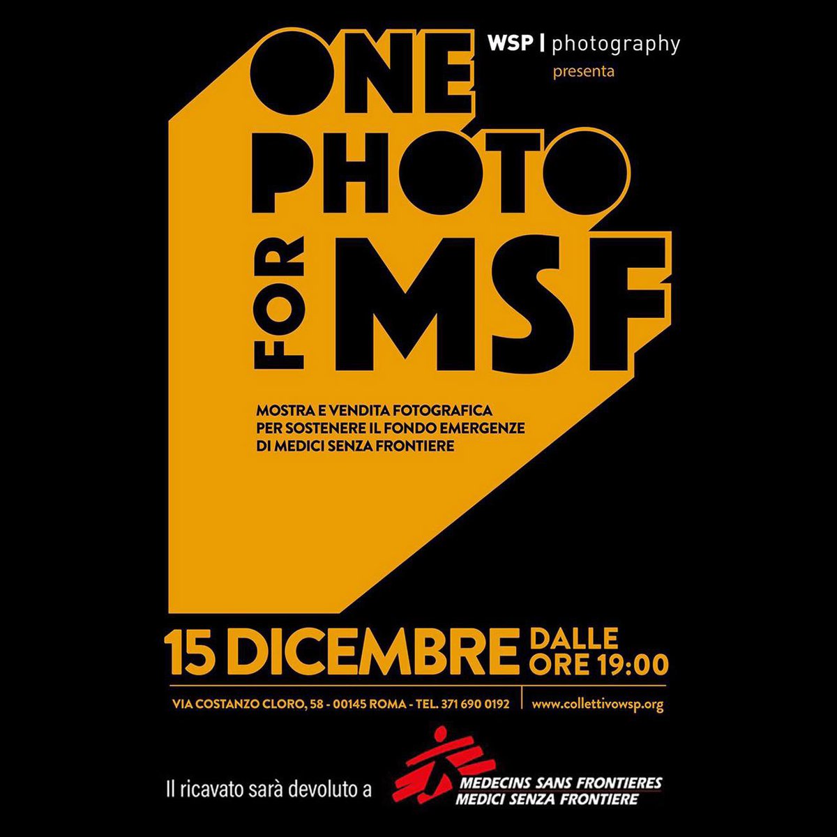 Poco più di una settimana all'inaugurazione di "One Photo for MSF": la mostra con vendita fotografica a sostegno di <a href="/MSF_ITALIA/">MediciSenzaFrontiere</a> 

58 i fotografi e le fotografe che hanno aderito all'iniziativa donando le loro fotografie. Ti aspettiamo il 15!

collettivowsp.org/evento/one-pho…