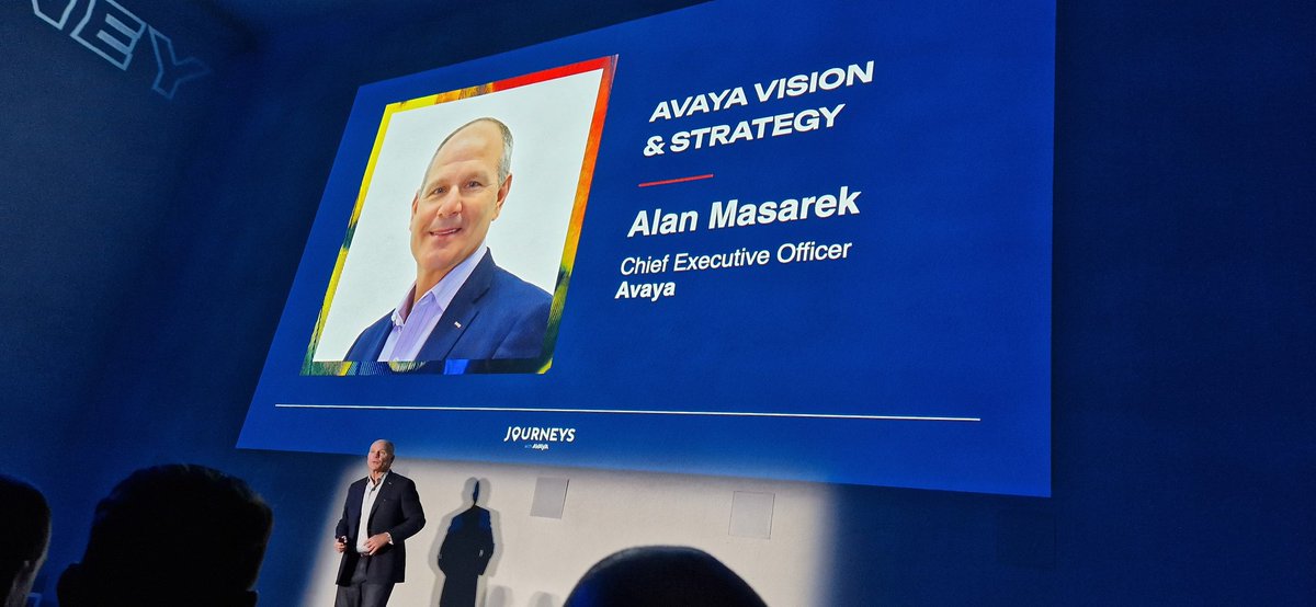 Alan Masarek on stage to talk about <a href="/Avaya/">Avaya</a> vision. #JOURNEYSwithAvaya