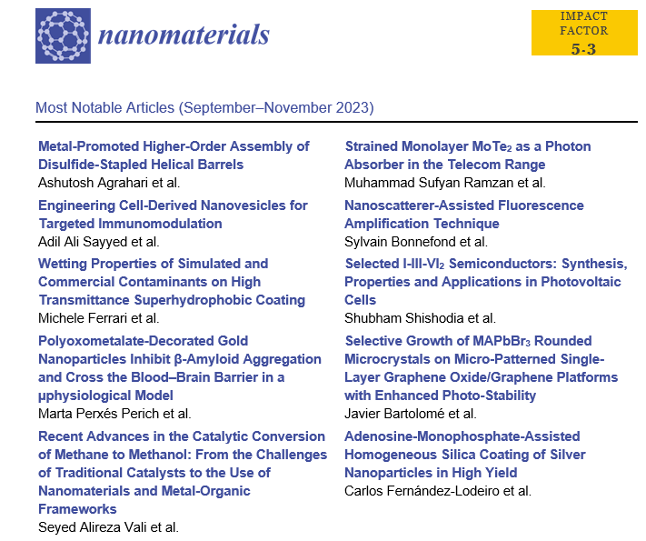 Salirezavali's tweet photo. I am thrilled that my recently published review paper "Recent Advances in the Catalytic Conversion of Methane to Methanol" is now among most notable articles of @Nano_MDPI 
https://t.co/ttgYQ2Z2Yc
Congrats and special thanks to my supervisors:
@AntoniTonacho
@JavierMoral15 https://t.co/atjOhnpGUS