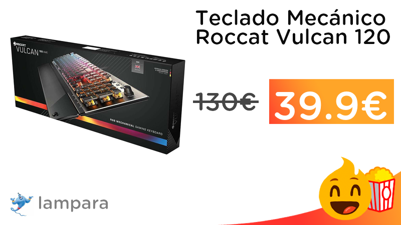 chollometro's tweet photo. Gamers, teclado Mecanico Roccat Vulcan 120 AIMO a solo 39,9€ (antes 130€). No es magia, es chollometro ➡️ https://t.co/s4OKjy69Av https://t.co/6NyrGNWg3d