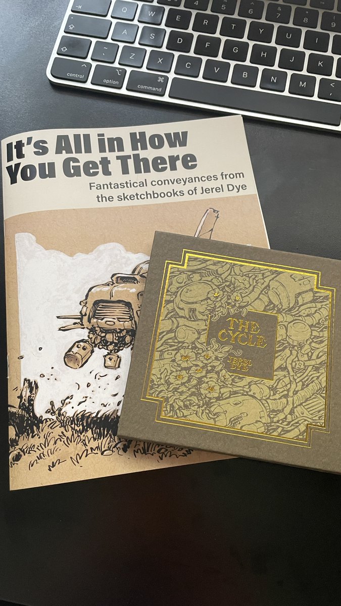 Fantastic little parcel just dropped on my doormat. 'It's All in How You Get There' and 'The Cycle', both by Jerel Dye. Incredible work, full of absolutely incredible art, and Jerel's love for spaceships, sci-fi and drawing just burst out of the pages. jerel-dye.squarespace.com