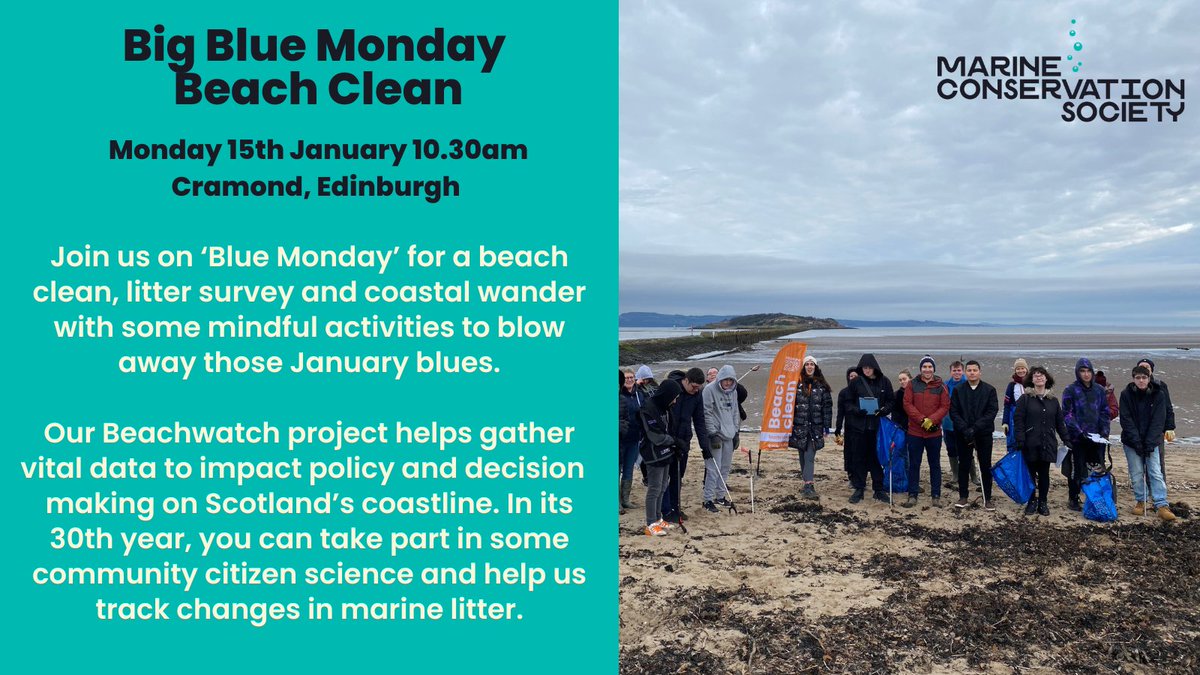 First beach clean & litter survey of 2024 in #Scotland is live from @mcsuk & @catgodders - a special Blue Monday beach clean with some mindful ocean activities to blow away the new year cobwebs 🌊 Take part in #citizenscience & sign up: mcsuk.org/beach-cleans/b…