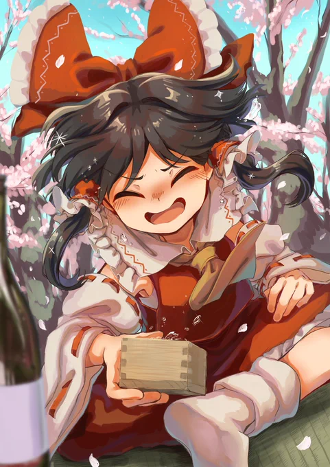 #今年も残りわずかなので今年一番伸びた絵を貼る見た絵描きさんも強制でやる ご機嫌な霊夢さんの絵 