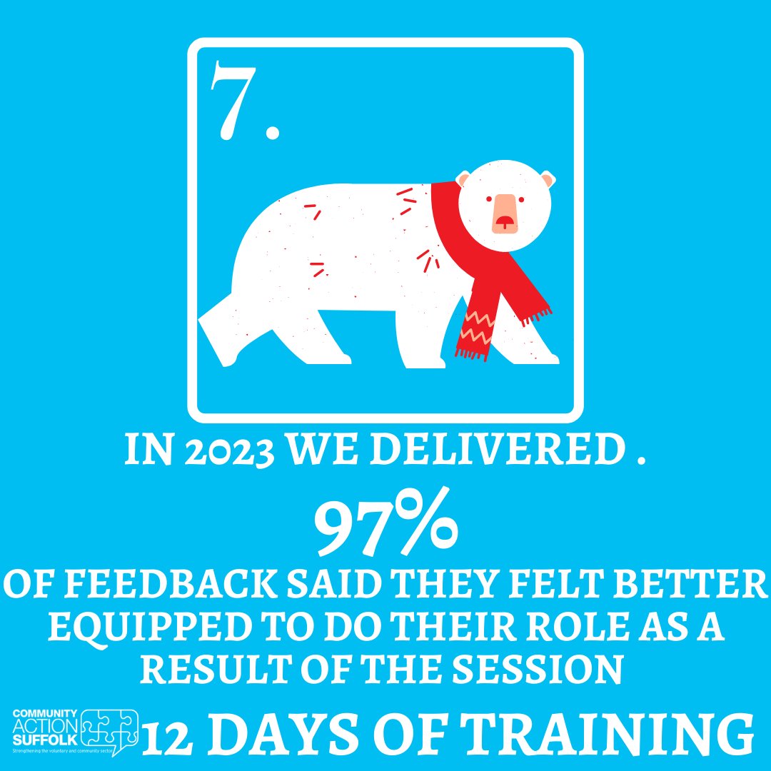 Celebrating Day 7 of the #12TrainingDaysOfChristmas from <a href="/CASuffolk/">Community Action Suffolk</a>. The POLAR BEAR necessities of training &amp; events are that they make a positive difference.  If you want training &amp; events that deliver ➡  communityactionsuffolk.org.uk/cas-events/  #Training <a href="/suffolkgiving/">Suffolk Community Foundation</a> <a href="/suffolkcc/">Suffolk CC</a> <a href="/SuffolkALC/">SUFFOLK Association of Local Councils</a>
