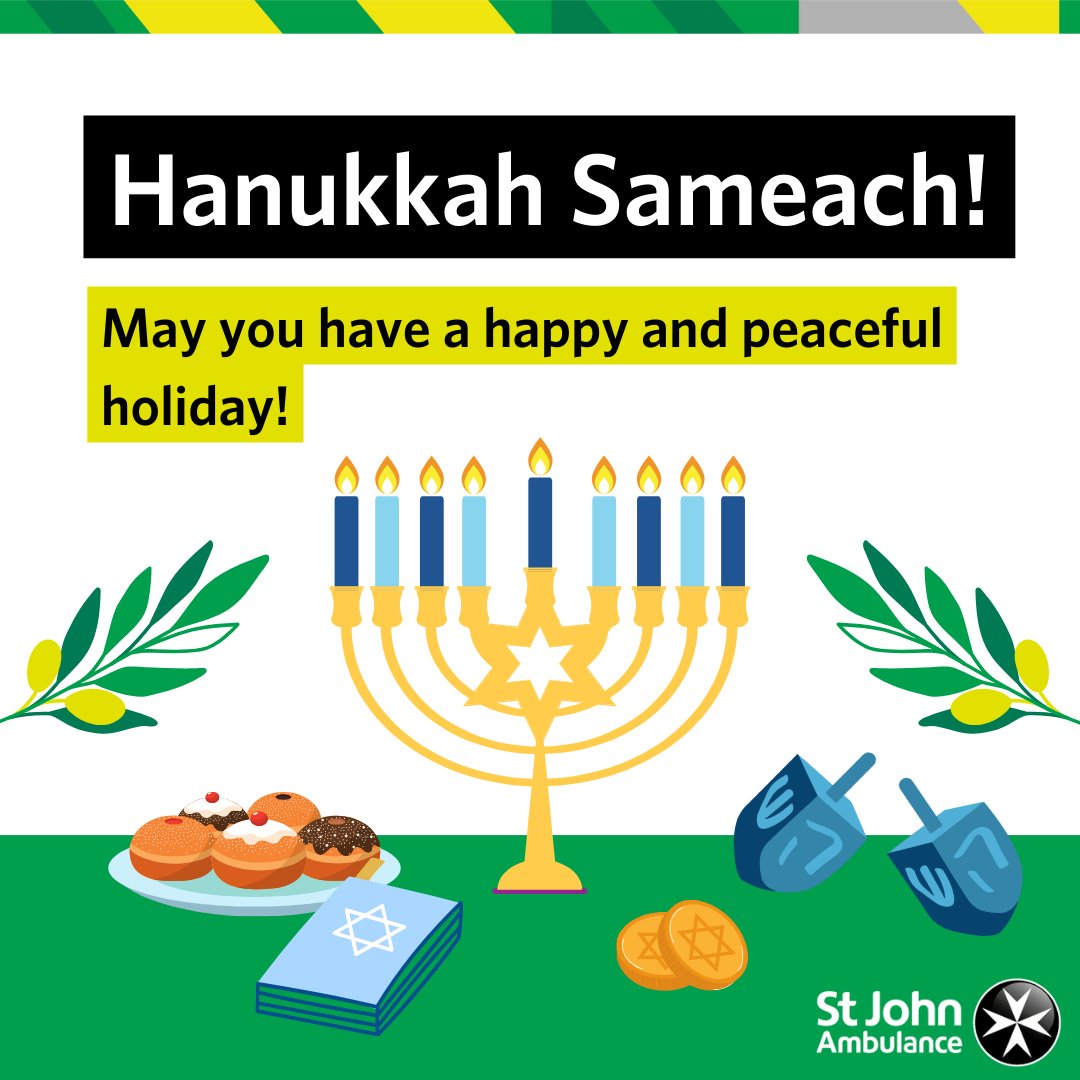 Happy Hanukkah to any volunteers, followers and friends of St John who are celebrating this season! 🕎