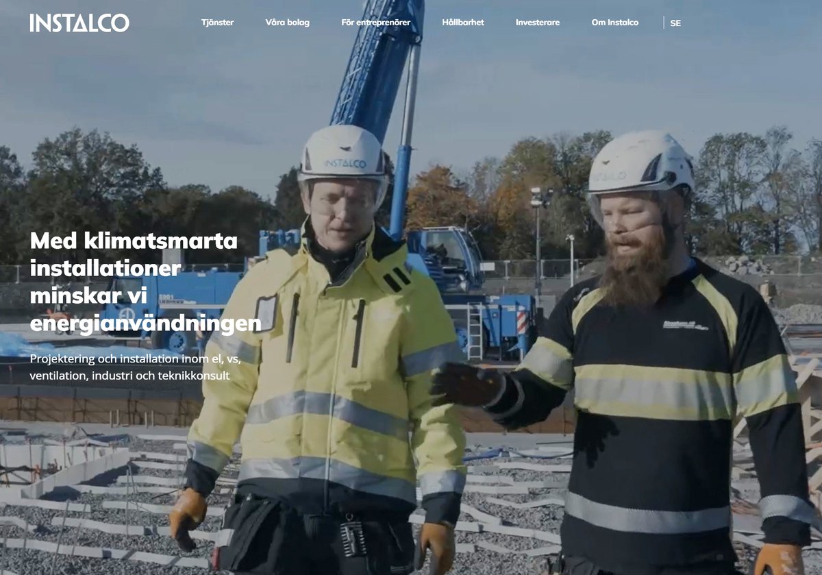 Som en del i Instalcos nya varumärkesstrategi öppnar koncernen nu en ny webbplattform på instalco.se Nästa steg i strategin är att stötta dotterbolagen i arbetet med deras hemsidor på plattformen – för ett modernare visuellt uttryck och förbättrad prestanda.
