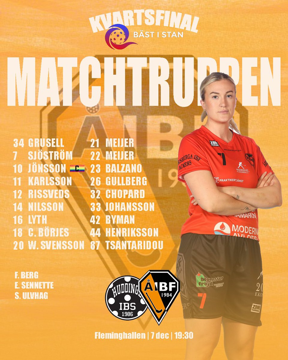 Truppen som gästar Huddinge IBS i kvällens kvartsfinal i Bäst i Stan🔥
