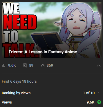 The support on my latest video is absolutely insane! It's on it's way to being my first anime video essay to reach 10k views!  Didn't think any video of mine would get views like this after a dramatic shift in content but it gives me hope for the future of my channel. Thank you🙏
