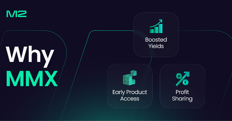 M2Exchange's tweet photo. Level up your #M2 experience with the $MMX Token:
‣ Boosted yield on M2 yield products
‣ Profit sharing potential
‣ Privileged access to new yield products &amp; coin listings

Click on the image below to learn more.