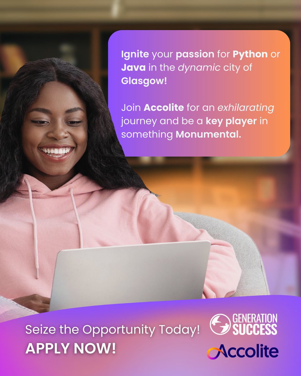 _GenSuccess's tweet image. Fuel your coding passion in Glasgow! 🚀 

Join Accolite for an exhilarating journey, be a key player in something monumental. 

Seize the opportunity today – apply now and let&apos;s shape the future together: gs.generation-success.com/accolite-digit…

#TechOpportunity #CodingPassion