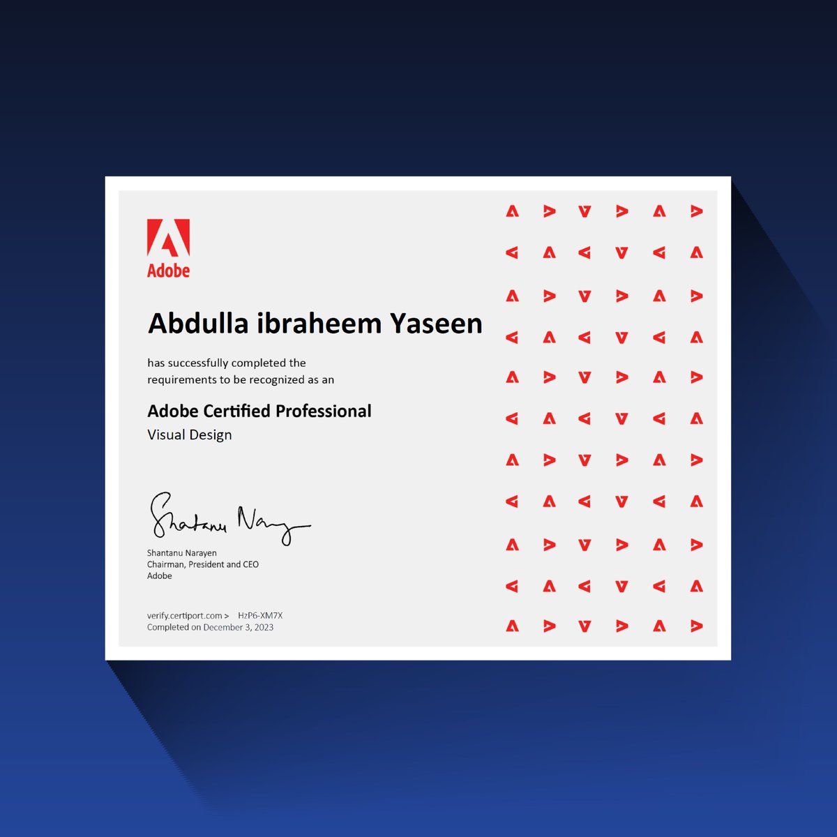 AbdullaYaseeen's tweet photo. الحمد لله اليوم حصلت على شهادة 
Adobe Certified Professional Visual Design

بعد الحصول على الشهادة الخاصة بالفوتوشوب والإلستريتور 

وقريباً إن شاء ا��له الدورة التحضيرية للحصول على هذه الشهادة 
https://t.co/QS1BKz66VA https://t.co/psNsBBP30B