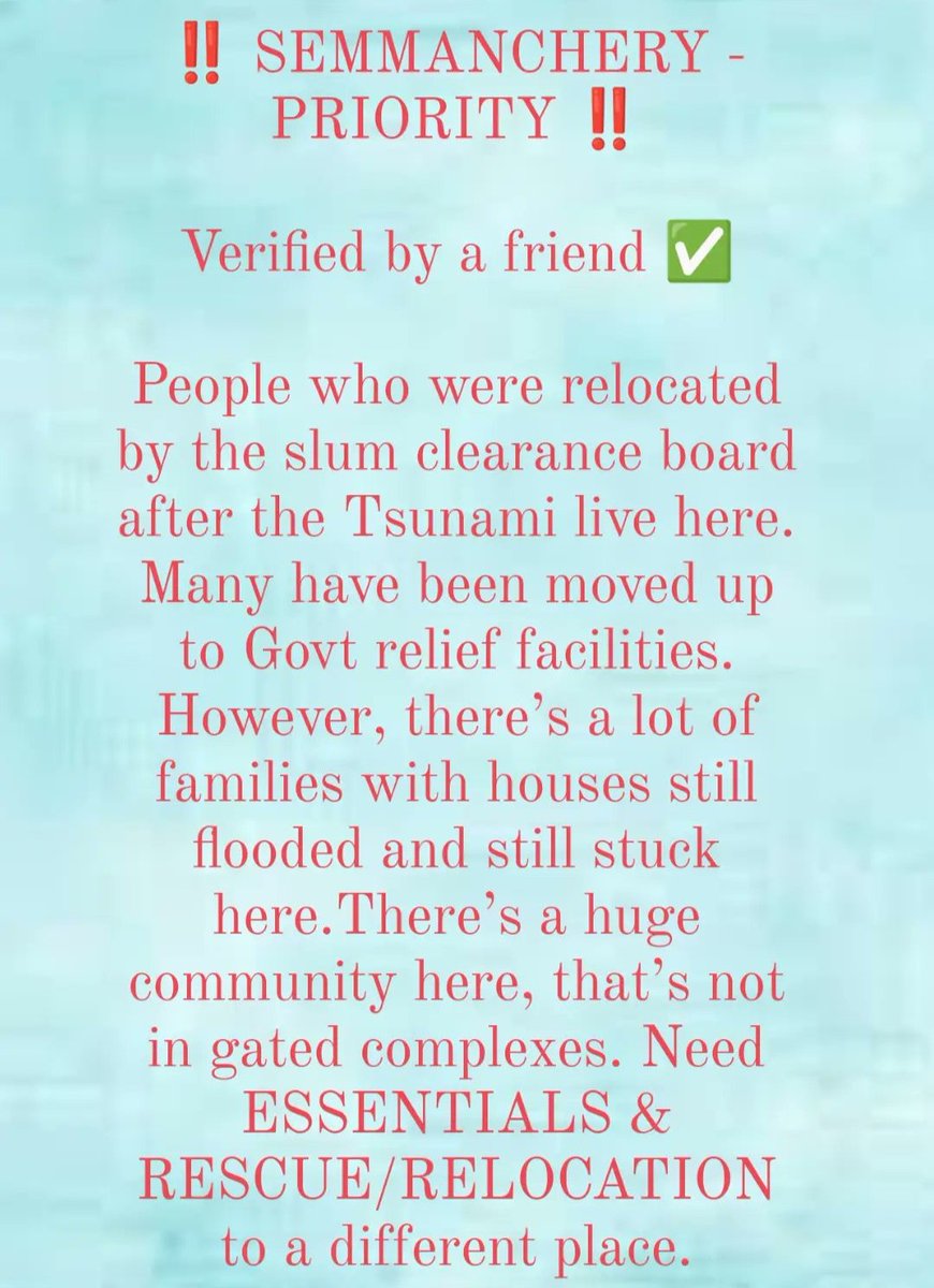 YouGoManWhyMe's tweet photo. ‼️#Semmanchery #Priority 🆘🆘🆘‼️
Look at pictures from TODAY! people need clothes, blankets, cooked food, more clean water, &amp; sanitary products like diapers &amp; pads. We have given biscuits &amp; water for now. Please help us to get the rest #ChennaiRains2023 #ChennaiRainsHelp2023 https://t.co/qtec7QEqax