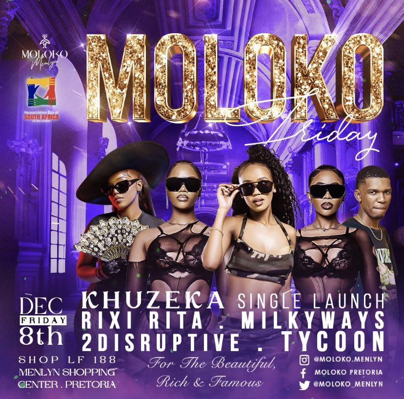 DonknowMcgrego's tweet photo. We started the weekend with #MolokoFri tomorrow.
Launching #khuzeka single.
Big Mazza happening make sure you have your table booked.
Ladies on my guestlist get free entry and complimentary ๐ธ
All you have to do is send a DM https://t.co/ishssMbVrS