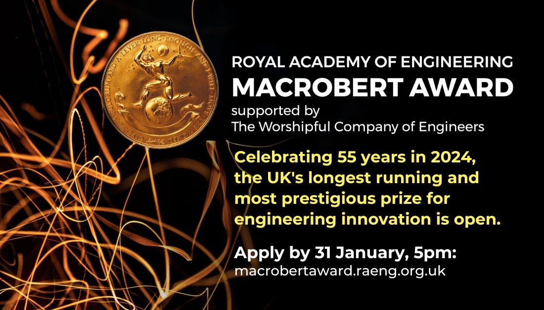 The #MacRobertAward recognises outstanding innovation coupled with tangible societal benefit and proven commercial success. Would you like to receive recognition for your work? Apply now for the chance to win £50,000 and the prestigious gold medal: macrobertaward.raeng.org.uk