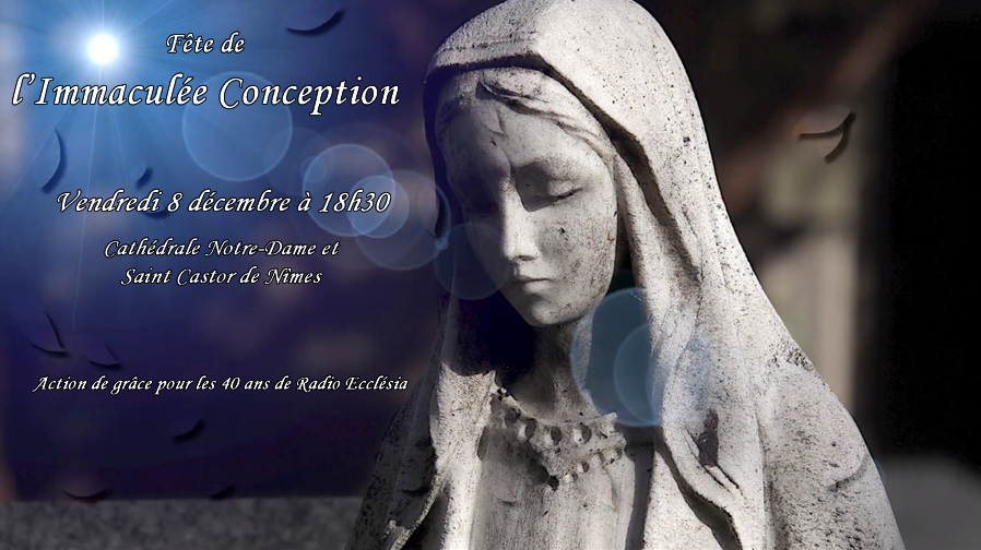 infocomnimes's tweet photo. Ce vendredi 8 décembre, nous fêterons l'Immaculée Conception de la Vierge-Marie.
La célébration présidée par Mgr Nicolas Brouwet à la cathédrale Notre-Dame et St Castor de Nîmes  sera retransmise en direct sur le site du diocèse et sur Radio Ecclésia à 18h30. https://t.co/SXK3c2oN32