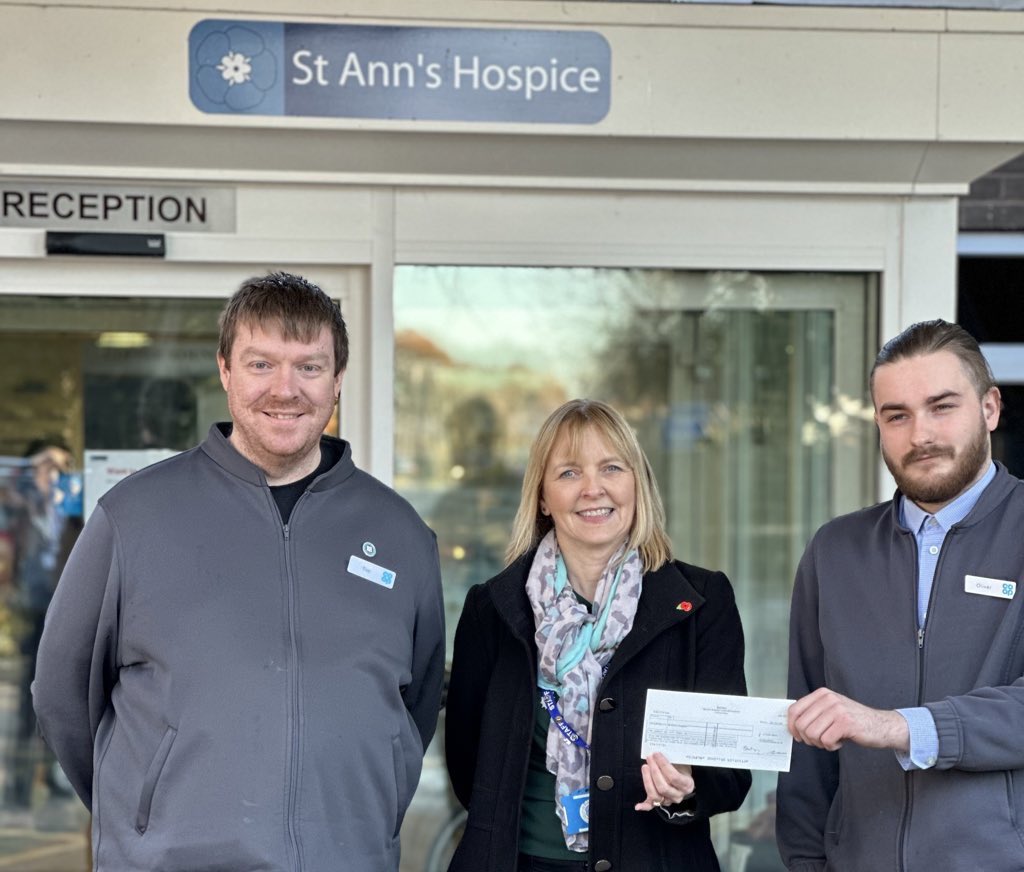 TimHughesCoop's tweet photo. Myself and Olly were delighted to visit @StAnnsHospice last week to give them a cheque from @coopuk Heald Green. The work they do makes such a difference to people struggling with serious illness and it’s a pleasure for our store to support them. #ItsWhatWeDo https://t.co/zvJAA6s5tU
