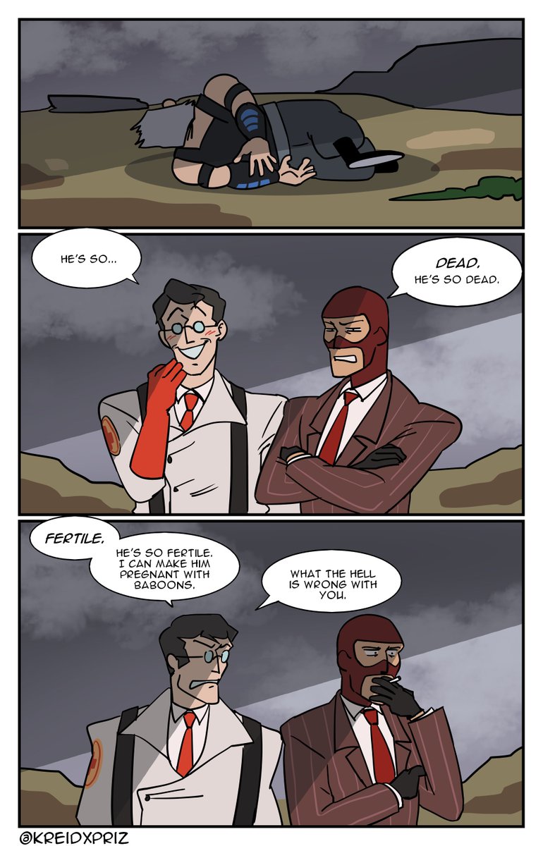 kreidxpriz's tweet photo. Adjectives.

#tf2 #teamfortress2 #medic #spy #cheavy https://t.co/x30iCNJ6xO