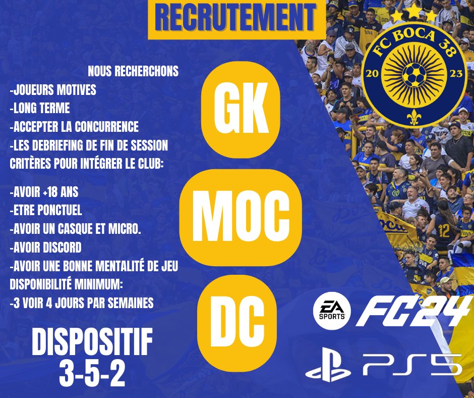 Bonjour à tous, notre club recherche