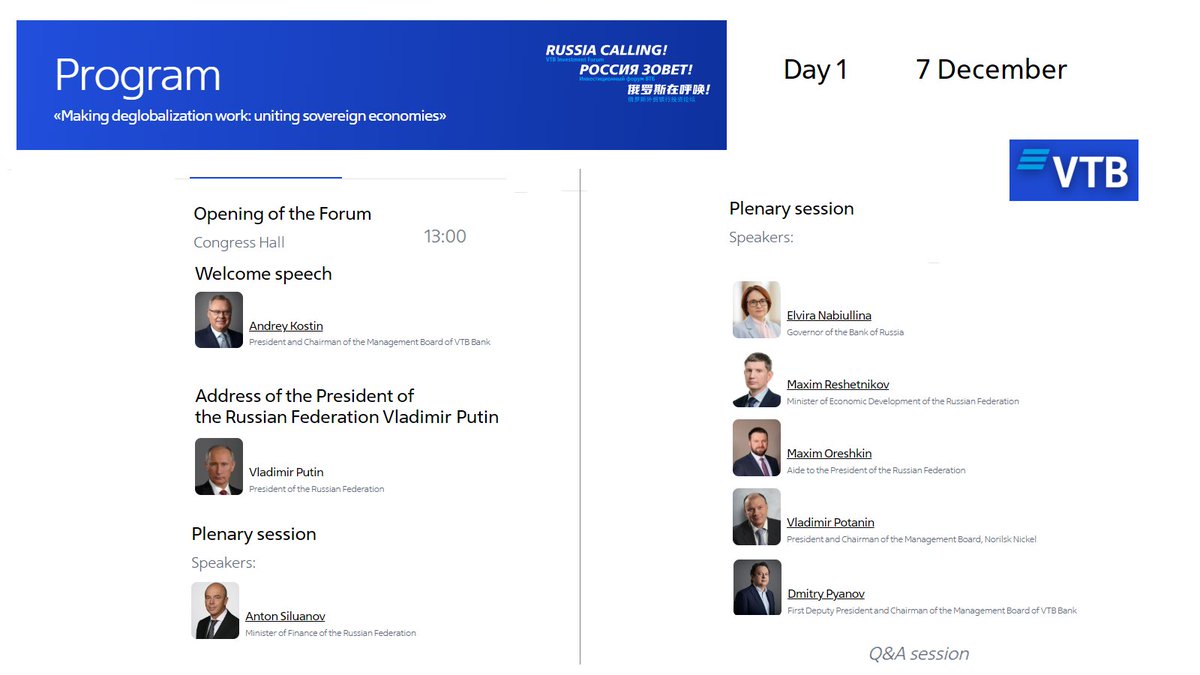DontDenyThe's tweet photo. Day 1 schedule of the #VTB #RussiaCalling Forum 

The main theme of the event is "Making Deglobalization: Uniting Sovereign Economies."

Partners and investors from China, India, Turkey, the Gulf countries, the Middle East, Africa, Central and Southeast Asia

#MultipolarWorld https://t.co/LVfmfAlsSw